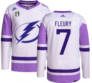 Authentic Adidas Youth Haydn Fleury Hockey Fights Cancer 2022 Stanley Cup Final Jersey - NHL Tampa Bay Lightning