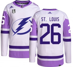 Authentic Adidas Youth Martin St. Louis Hockey Fights Cancer 2022 Stanley Cup Final Jersey - NHL Tampa Bay Lightning