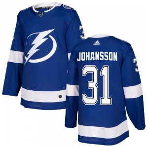 Authentic Adidas Youth Jonas Johansson Blue Home Jersey - NHL Tampa Bay Lightning