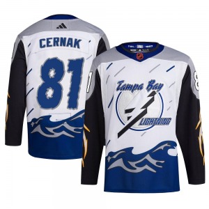 Authentic Adidas Youth Erik Cernak White Reverse Retro 2.0 Jersey - NHL Tampa Bay Lightning