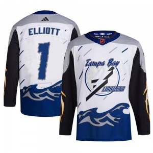 Authentic Adidas Youth Brian Elliott White Reverse Retro 2.0 Jersey - NHL Tampa Bay Lightning