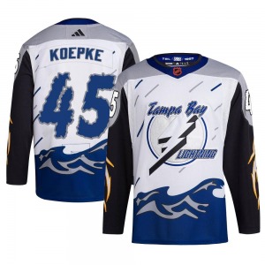 Authentic Adidas Youth Cole Koepke White Reverse Retro 2.0 Jersey - NHL Tampa Bay Lightning