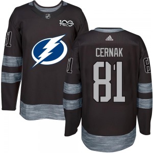 Authentic Adult Erik Cernak Black 1917-2017 100th Anniversary Jersey - NHL Tampa Bay Lightning