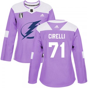 Authentic Adidas Women's Anthony Cirelli Purple Fights Cancer Practice 2022 Stanley Cup Final Jersey - NHL Tampa Bay Lightning