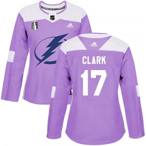 Authentic Adidas Women's Wendel Clark Purple Fights Cancer Practice 2022 Stanley Cup Final Jersey - NHL Tampa Bay Lightning