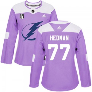 Authentic Adidas Women's Victor Hedman Purple Fights Cancer Practice 2022 Stanley Cup Final Jersey - NHL Tampa Bay Lightning