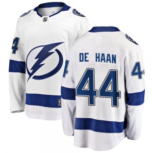Breakaway Fanatics Branded Youth Calvin de Haan White Away Jersey - NHL Tampa Bay Lightning