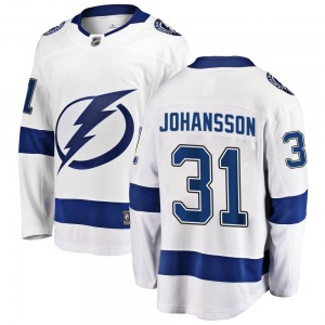 Breakaway Fanatics Branded Youth Jonas Johansson White Away Jersey - NHL Tampa Bay Lightning