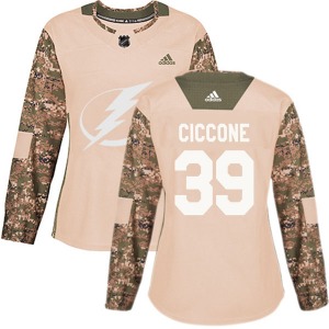 Authentic Adidas Women's Enrico Ciccone Camo Veterans Day Practice Jersey - NHL Tampa Bay Lightning