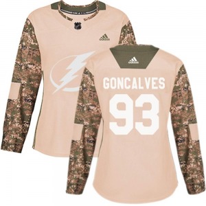 Authentic Adidas Women's Gage Goncalves Camo Veterans Day Practice Jersey - NHL Tampa Bay Lightning