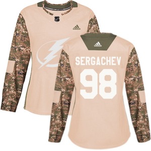 Authentic Adidas Women's Mikhail Sergachev Camo Veterans Day Practice Jersey - NHL Tampa Bay Lightning
