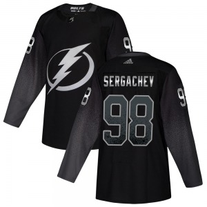 Authentic Adidas Adult Mikhail Sergachev Black Alternate Jersey - NHL Tampa Bay Lightning