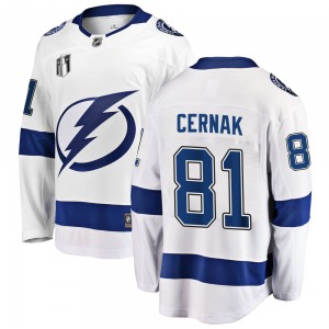 Breakaway Fanatics Branded Adult Erik Cernak White Away 2022 Stanley Cup Final Jersey - NHL Tampa Bay Lightning