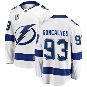 Breakaway Fanatics Branded Adult Gage Goncalves White Away 2022 Stanley Cup Final Jersey - NHL Tampa Bay Lightning