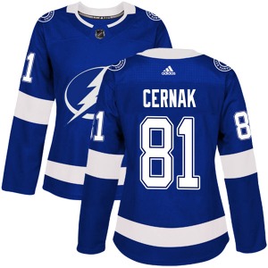 Authentic Adidas Women's Erik Cernak Blue Home Jersey - NHL Tampa Bay Lightning
