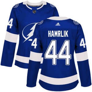 Authentic Adidas Women's Roman Hamrlik Blue Home Jersey - NHL Tampa Bay Lightning
