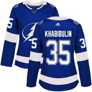 Authentic Adidas Women's Nikolai Khabibulin Blue Home Jersey - NHL Tampa Bay Lightning