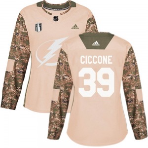 Authentic Adidas Women's Enrico Ciccone Camo Veterans Day Practice 2022 Stanley Cup Final Jersey - NHL Tampa Bay Lightning