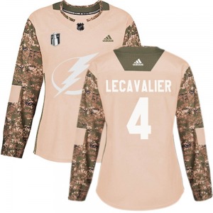 Authentic Adidas Women's Vincent Lecavalier Camo Veterans Day Practice 2022 Stanley Cup Final Jersey - NHL Tampa Bay Lightning