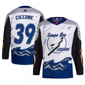 Authentic Adidas Adult Enrico Ciccone White Reverse Retro 2.0 Jersey - NHL Tampa Bay Lightning