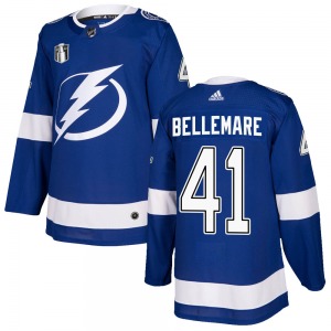 Authentic Adidas Youth Pierre-Edouard Bellemare Blue Home 2022 Stanley Cup Final Jersey - NHL Tampa Bay Lightning