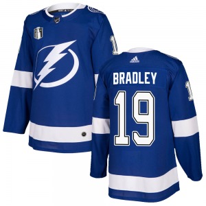 Authentic Adidas Youth Brian Bradley Blue Home 2022 Stanley Cup Final Jersey - NHL Tampa Bay Lightning
