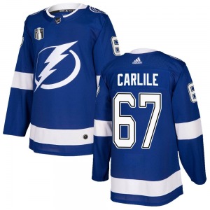 Authentic Adidas Youth Declan Carlile Blue Home 2022 Stanley Cup Final Jersey - NHL Tampa Bay Lightning