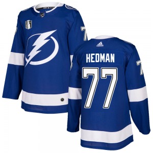 Authentic Adidas Youth Victor Hedman Blue Home 2022 Stanley Cup Final Jersey - NHL Tampa Bay Lightning