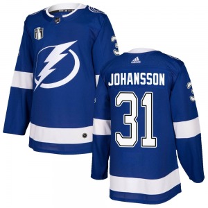 Authentic Adidas Youth Jonas Johansson Blue Home 2022 Stanley Cup Final Jersey - NHL Tampa Bay Lightning