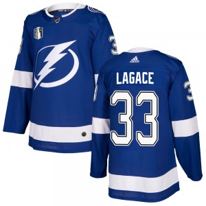Authentic Adidas Youth Maxime Lagace Blue Home 2022 Stanley Cup Final Jersey - NHL Tampa Bay Lightning