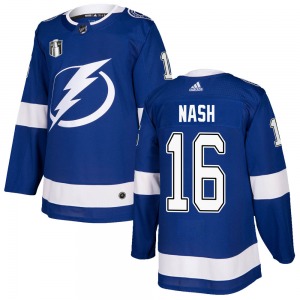 Authentic Adidas Youth Riley Nash Blue Home 2022 Stanley Cup Final Jersey - NHL Tampa Bay Lightning