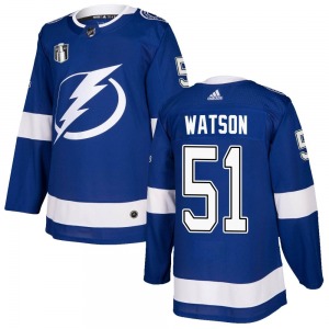 Authentic Adidas Youth Austin Watson Blue Home 2022 Stanley Cup Final Jersey - NHL Tampa Bay Lightning