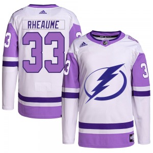 Authentic Adidas Adult Manon Rheaume White/Purple Hockey Fights Cancer Primegreen Jersey - NHL Tampa Bay Lightning