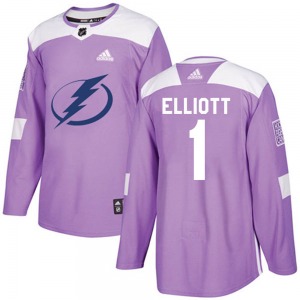 Authentic Adidas Youth Brian Elliott Purple Fights Cancer Practice Jersey - NHL Tampa Bay Lightning