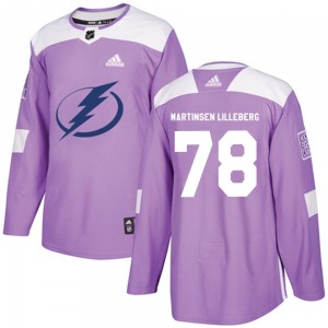 Authentic Adidas Youth Emil Martinsen Lilleberg Purple Fights Cancer Practice Jersey - NHL Tampa Bay Lightning