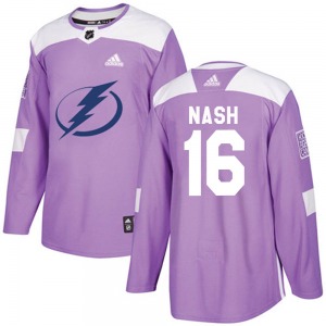 Authentic Adidas Youth Riley Nash Purple Fights Cancer Practice Jersey - NHL Tampa Bay Lightning