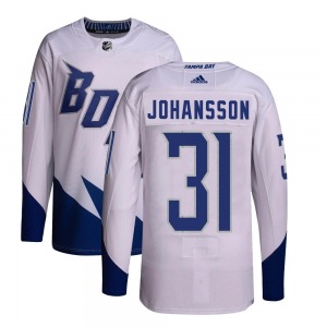 Authentic Adidas Youth Jonas Johansson White 2022 Stadium Series Primegreen Jersey - NHL Tampa Bay Lightning