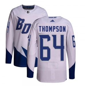 Authentic Adidas Youth Jack Thompson White 2022 Stadium Series Primegreen Jersey - NHL Tampa Bay Lightning