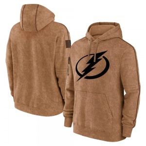 Youth Brown 2023 Salute to Service Club Pullover Hoodie - NHL Tampa Bay Lightning