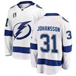 Breakaway Fanatics Branded Youth Jonas Johansson White Away 2022 Stanley Cup Final Jersey - NHL Tampa Bay Lightning