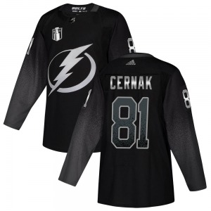 Authentic Adidas Youth Erik Cernak Black Alternate 2022 Stanley Cup Final Jersey - NHL Tampa Bay Lightning