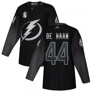 Authentic Adidas Youth Calvin de Haan Black Alternate 2022 Stanley Cup Final Jersey - NHL Tampa Bay Lightning