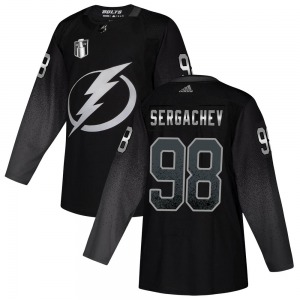 Authentic Adidas Youth Mikhail Sergachev Black Alternate 2022 Stanley Cup Final Jersey - NHL Tampa Bay Lightning
