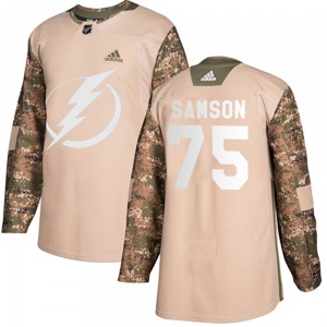 Authentic Adidas Adult Ethan Samson Camo Veterans Day Practice Jersey - NHL Tampa Bay Lightning