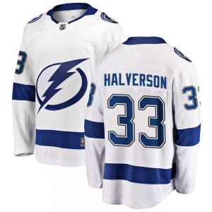 Breakaway Fanatics Branded Adult Brandon Halverson White Away Jersey - NHL Tampa Bay Lightning