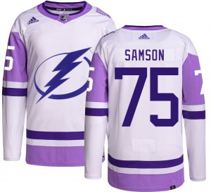 Authentic Adidas Adult Ethan Samson Hockey Fights Cancer Jersey - NHL Tampa Bay Lightning