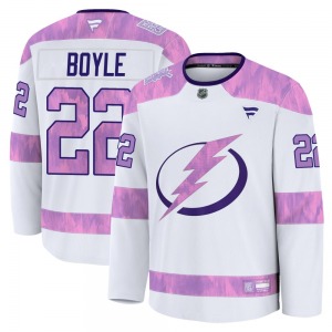 Premium Fanatics Youth Dan Boyle White 2024 Hockey Fights Cancer Practice Jersey - NHL Tampa Bay Lightning