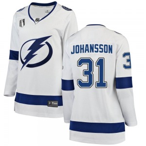 Breakaway Fanatics Branded Women's Jonas Johansson White Away 2022 Stanley Cup Final Jersey - NHL Tampa Bay Lightning