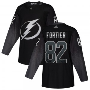 Authentic Adidas Youth Gabriel Fortier Black Alternate Jersey - NHL Tampa Bay Lightning