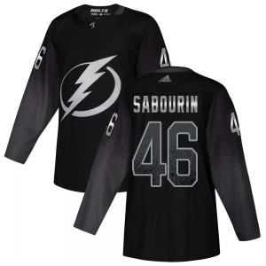 Authentic Adidas Youth Scott Sabourin Black Alternate Jersey - NHL Tampa Bay Lightning